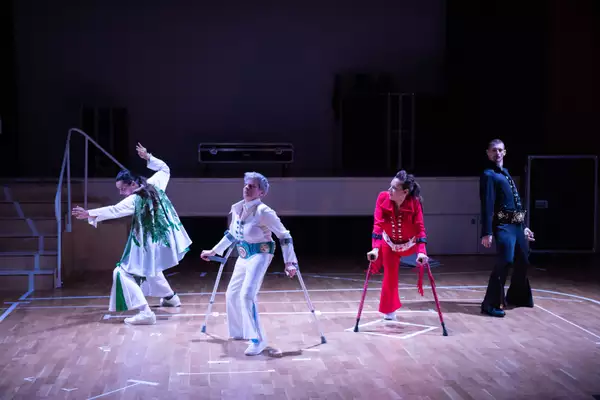 Four performers on stage during Thank You Very Much