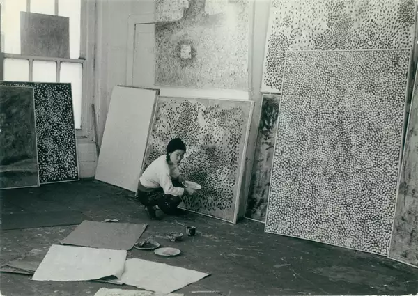 Yayoi Kusama in her New York studio