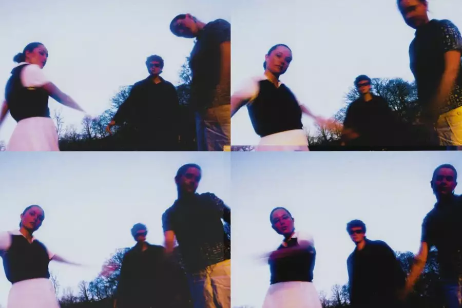 Four photographs of the band the Orielles side by side