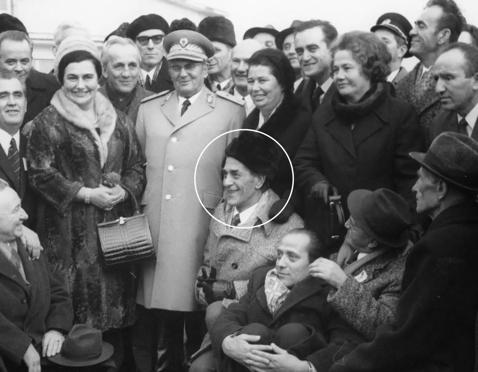 Marina's father, Vojo Abramović, kneeling next to Tito during an annual partisan meeting, Belgrade, 1965