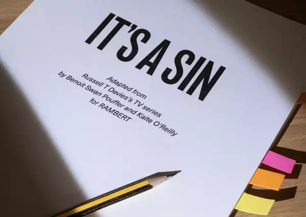 The front page of a script with the title It's A Sin