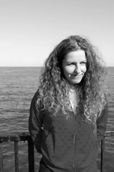 Black and white photograph of So Anne-So by the sea