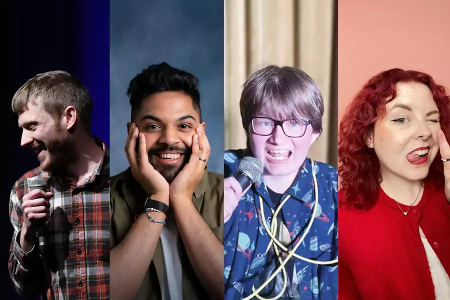 Composite of four performers at Crippled with Laughter