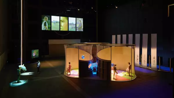 A photo of the Football City Art United exhibition in the Warehouse