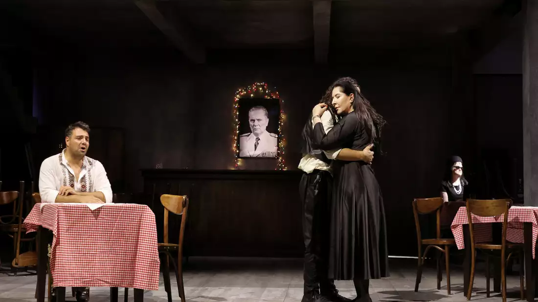 Aleksandar Timotić, Blenard Azizaj, Marina Abramović and Kath Fitzgibbon  in Marina Abramović's Balkan Erotic Epic