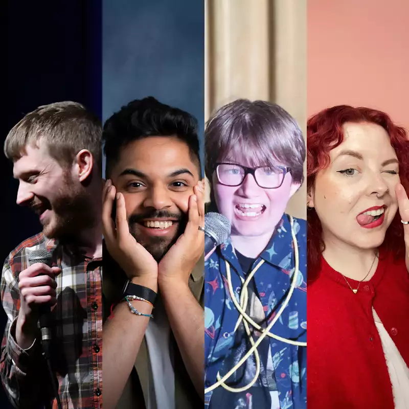 Composite of four performers at Crippled with Laughter