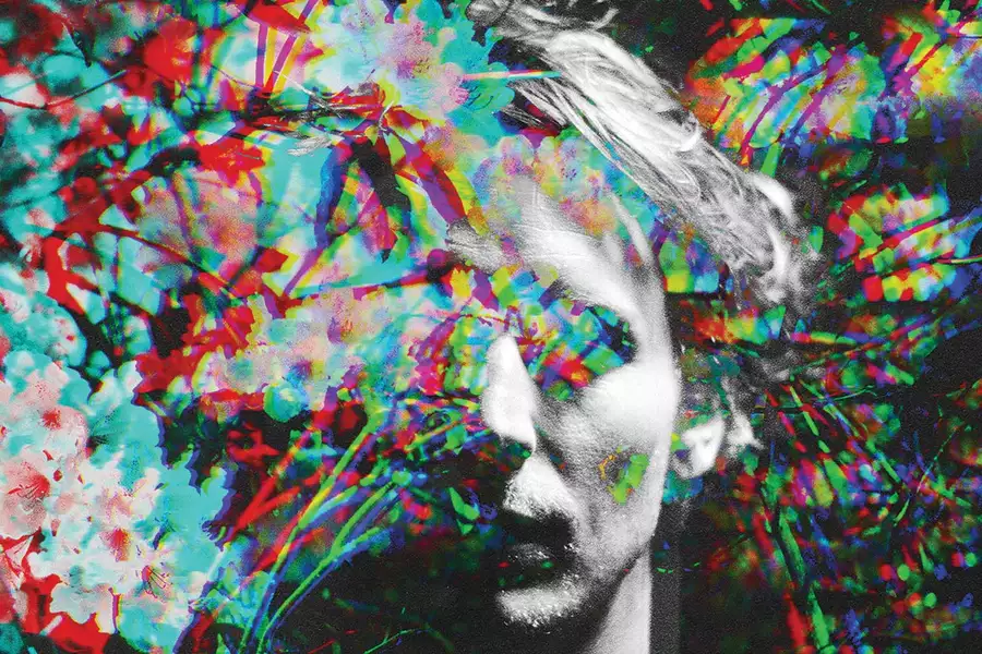 Ben Howard standing amid of a bush of flowers