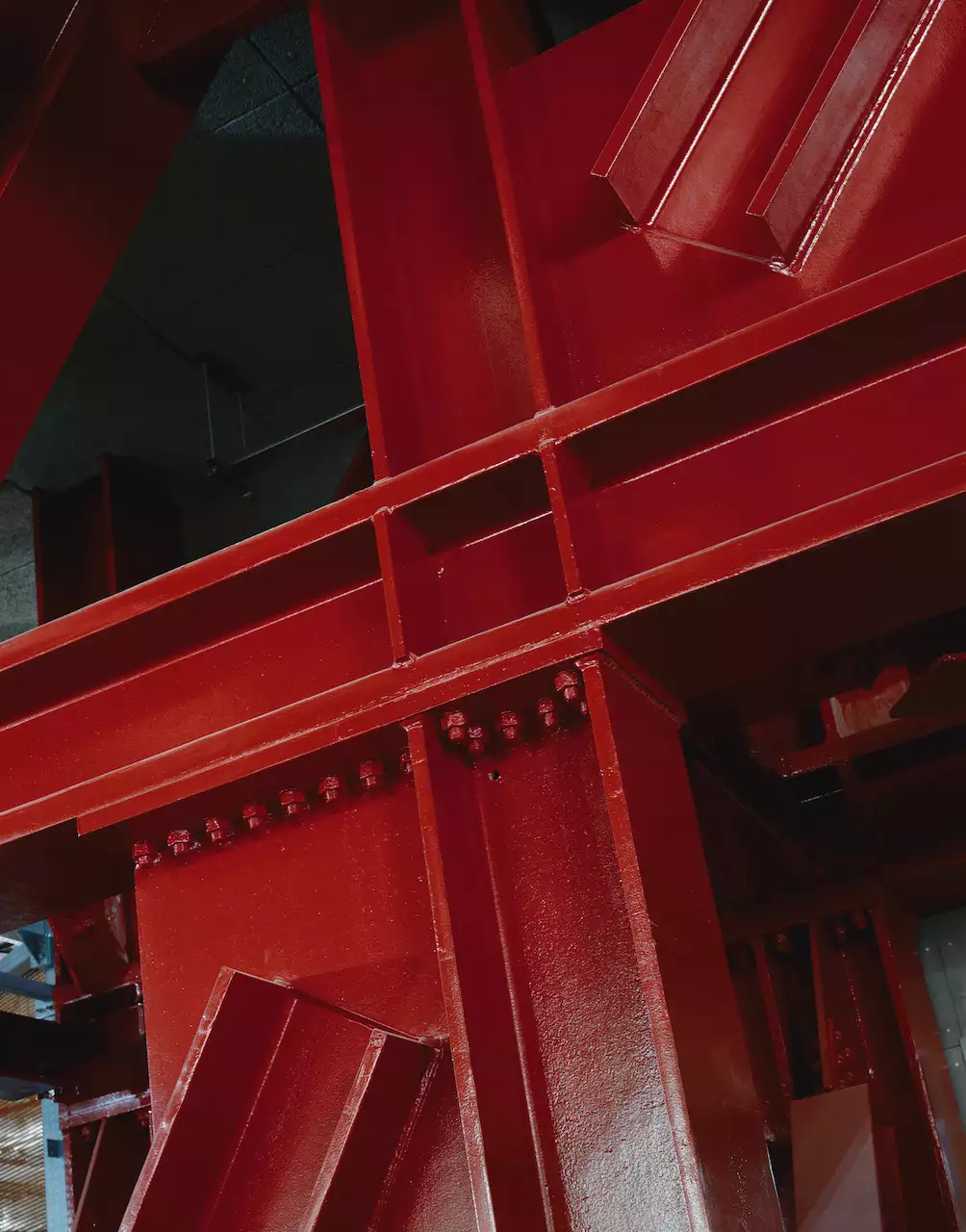 Red structural beam during the Aviva Studios build