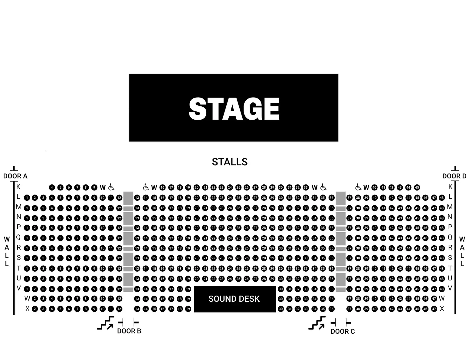 A seating map of the Hall, Aviva Studios