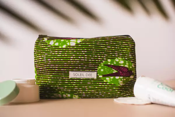 Photo of a green makeup bag