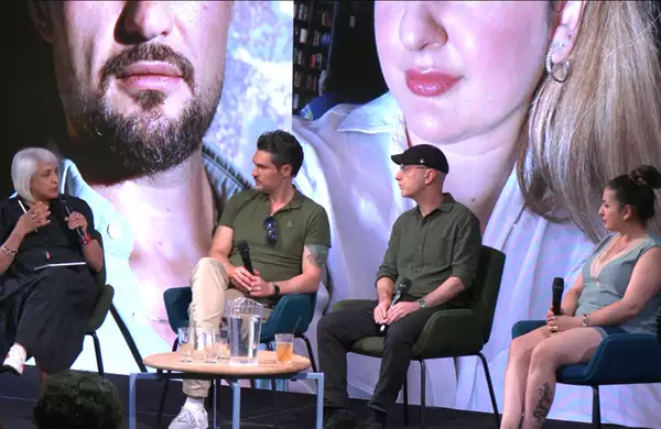 Four panellists sat on stage in the Social at Aviva Studios