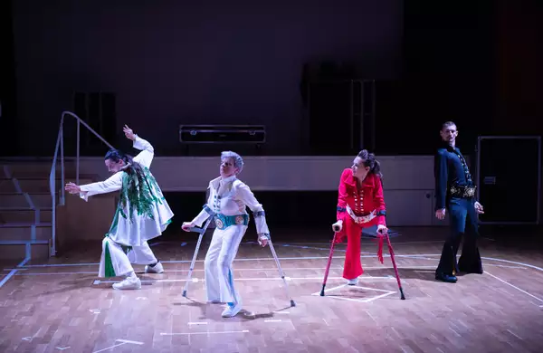 Four performers on stage during Thank You Very Much