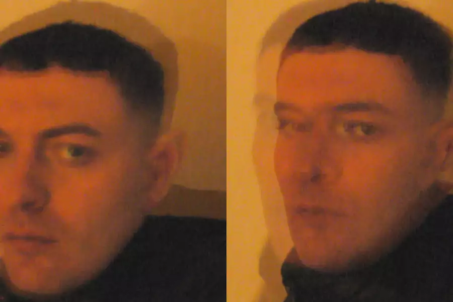 Side-by-side portrait of Rainy Miller captured from slightly different angles. The warm, dim lighting and grainy texture give the image a moody, intimate atmosphere.