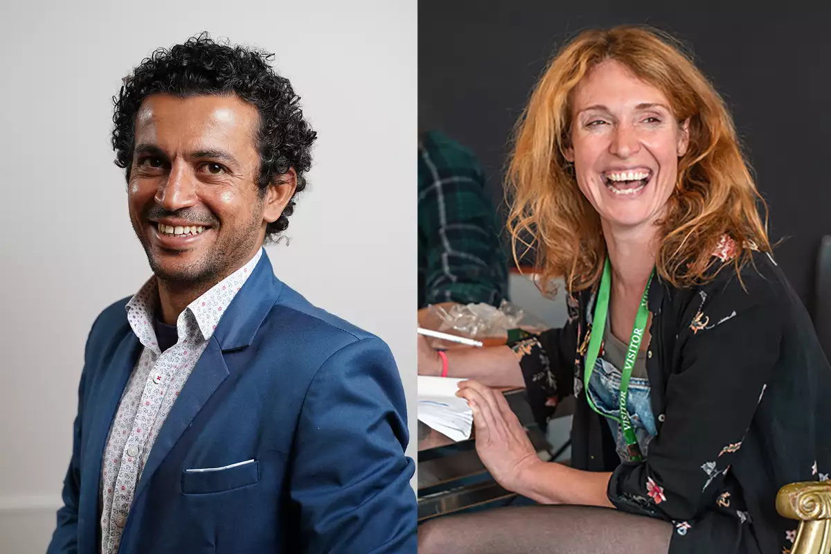 Headshots of Ahmed Masoud (left) and photo of Cressida Brown (right)
