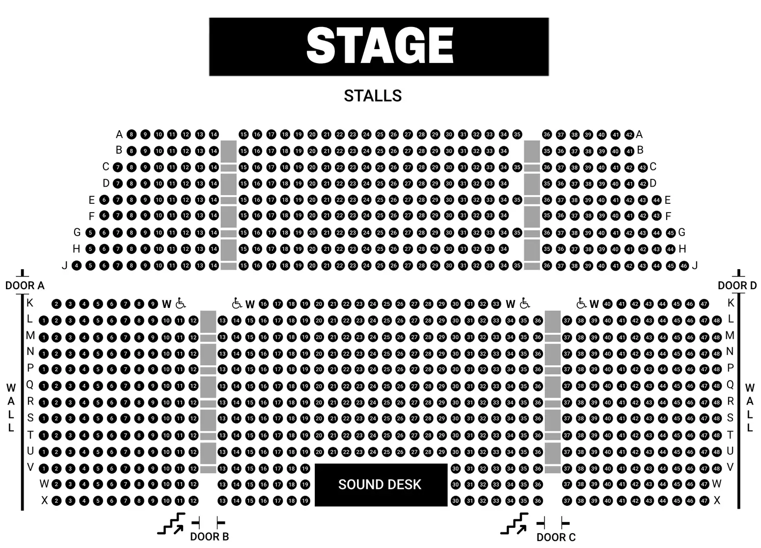 A seating map for the Hall, Aviva Studios