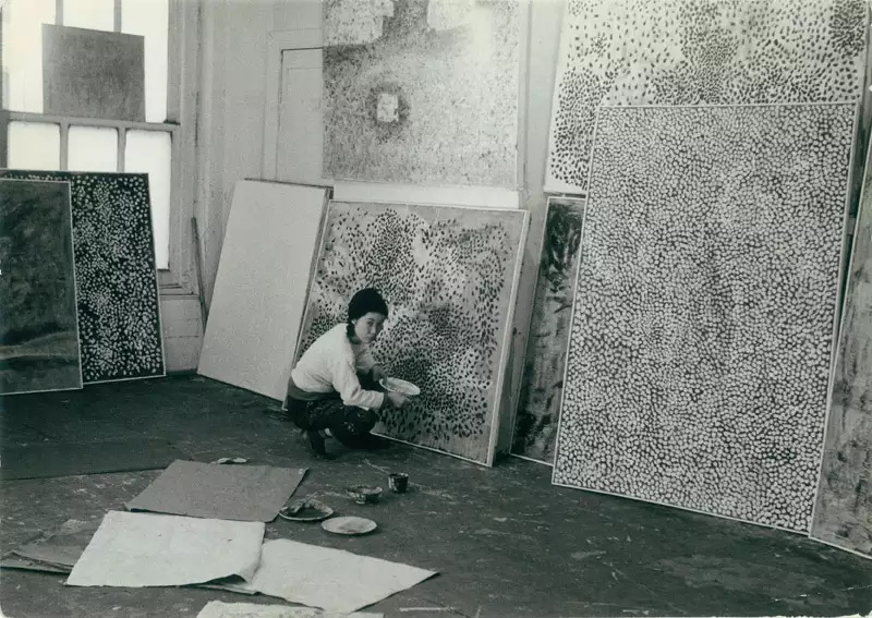 Yayoi Kusama in her New York studio