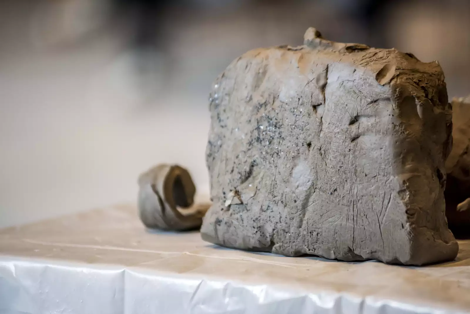 A piece of clay used in the Summer 2024 Artist Takeover