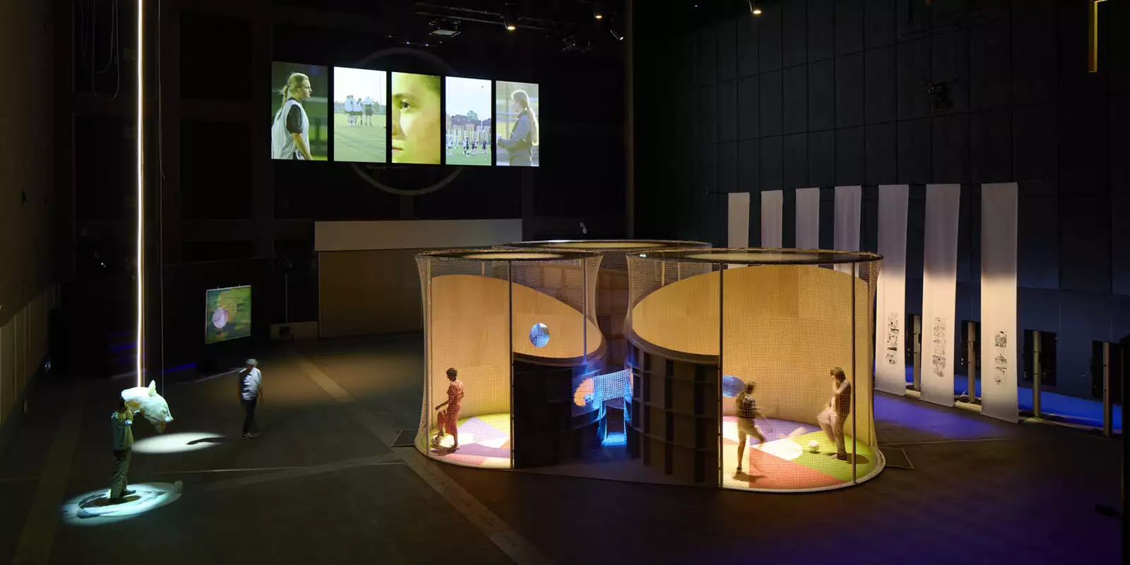 The exhibition space in the Warehouse displaying Football City, Art United