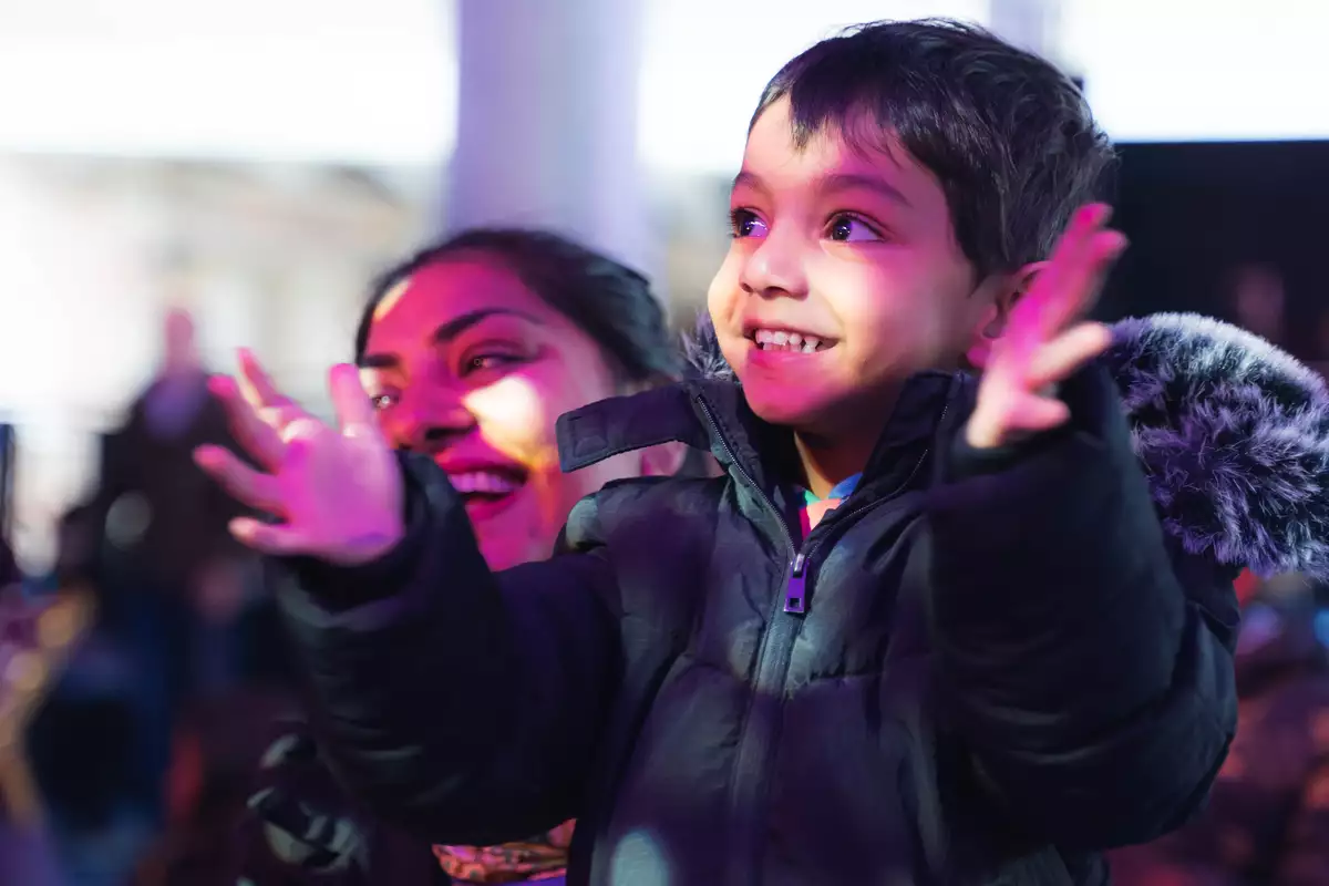 A young child enjoys an activity at Aviva Studios