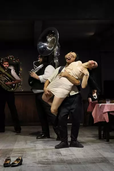 Maxim Kemp, James Seabrook, Blenard Azizaj and Maria Stamenković Herranz (MSH) in Marina Abramović's Balkan Erotic Epic