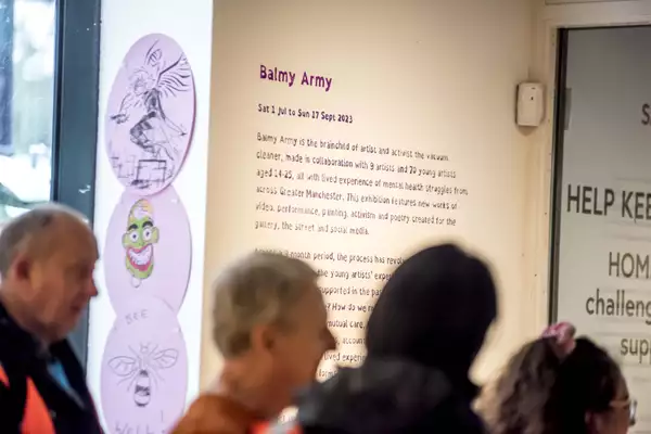 Balmy Army wall text introducing the project during the MIF23 exhibition at home