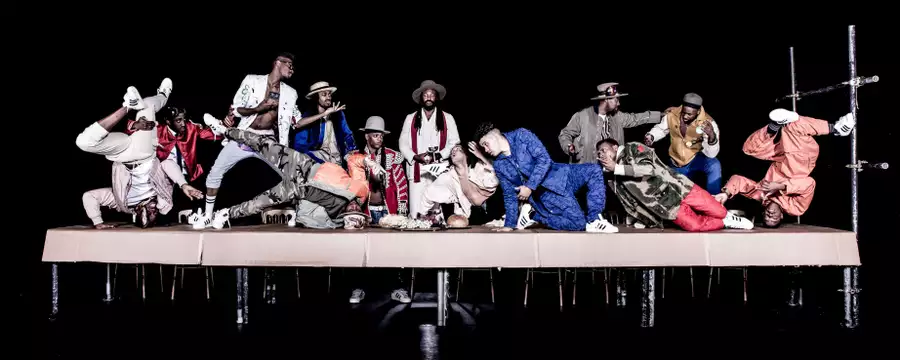 Photograph by Benji Reid, depicting dancers posing as in the Last Supper painting
