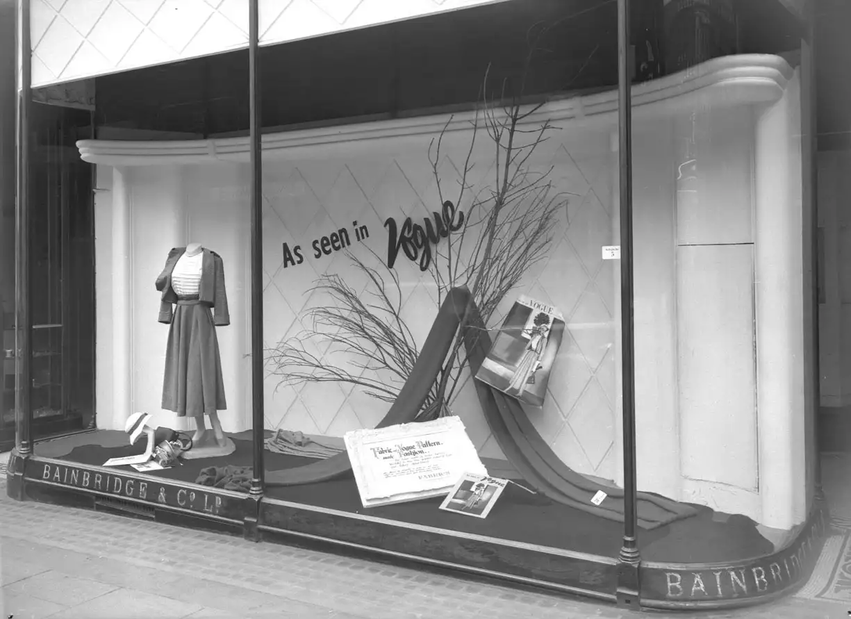 A Vogue Fashion Display in a shop window in the UK from the 1950s