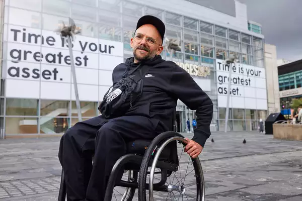 The artist Ryan Gander outside of Selfridges Exchange Manchester