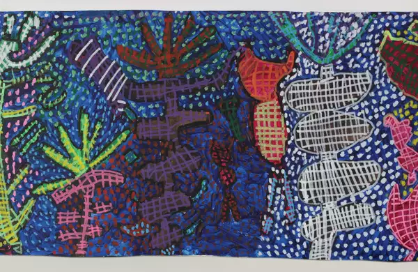 Colourful painting on canvas by Maureen Callaghan