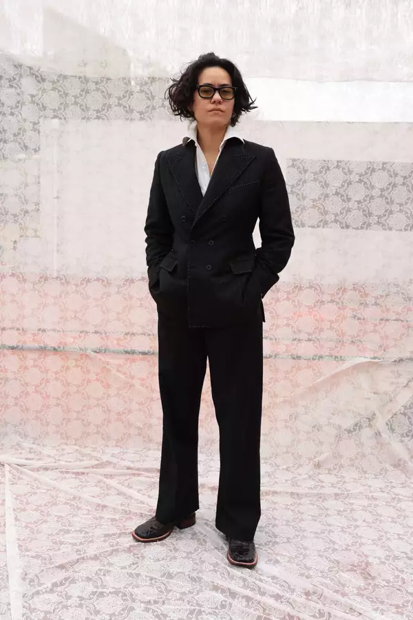 Bárbara Sánchez-Kane wearing a black suit