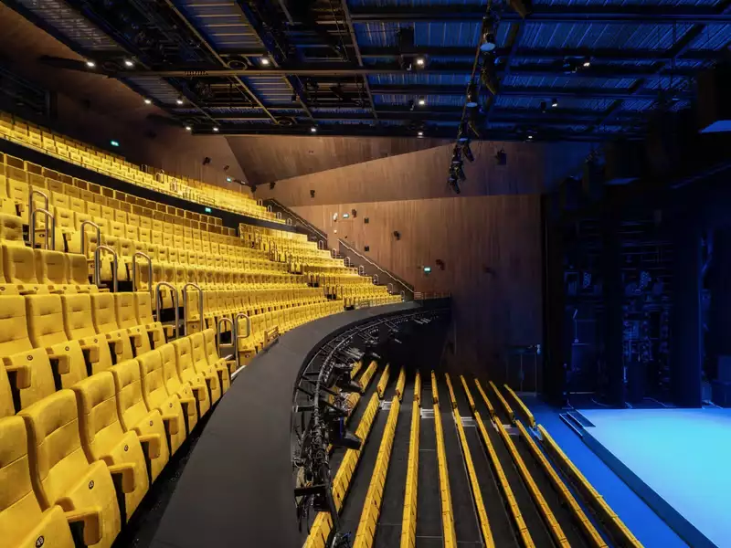 Yellow seating in the Hall