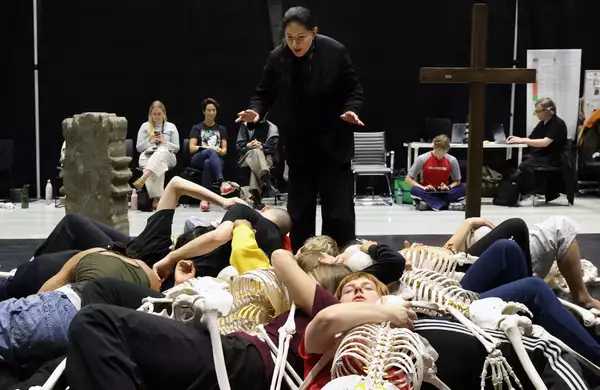 Marina Abramović in rehearsals of Balkan Erotic Epic