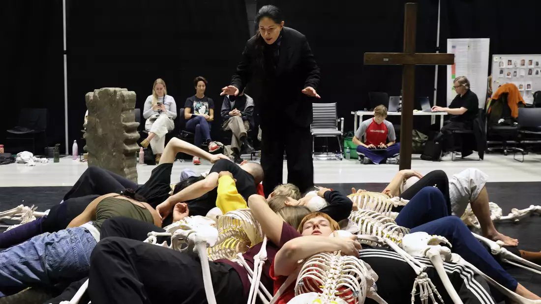 Marina Abramović in rehearsals of Balkan Erotic Epic