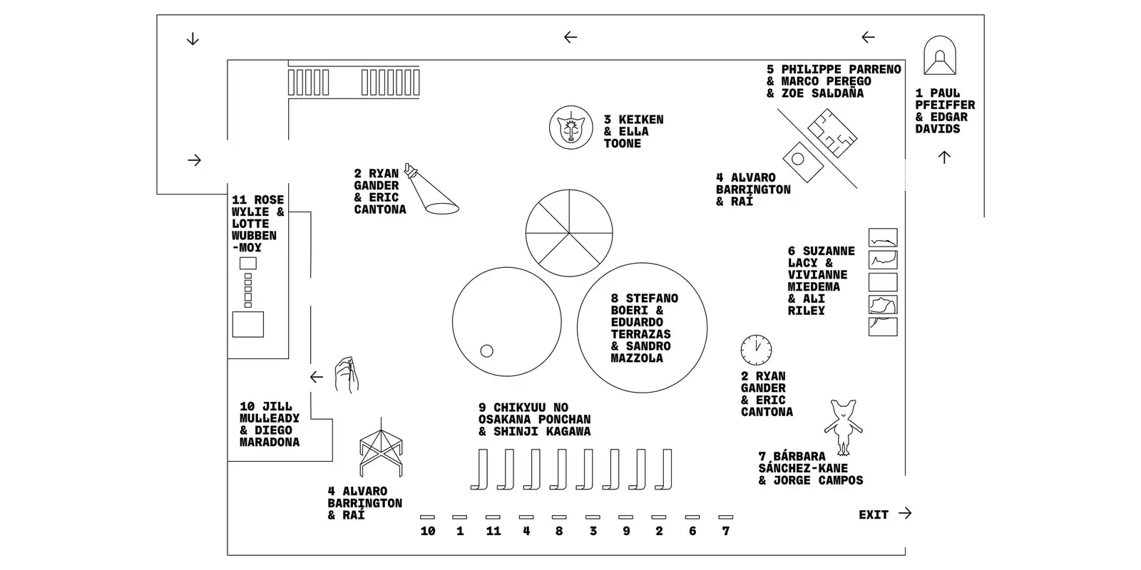 Map for Football City Art United exhibition detailing the artworks