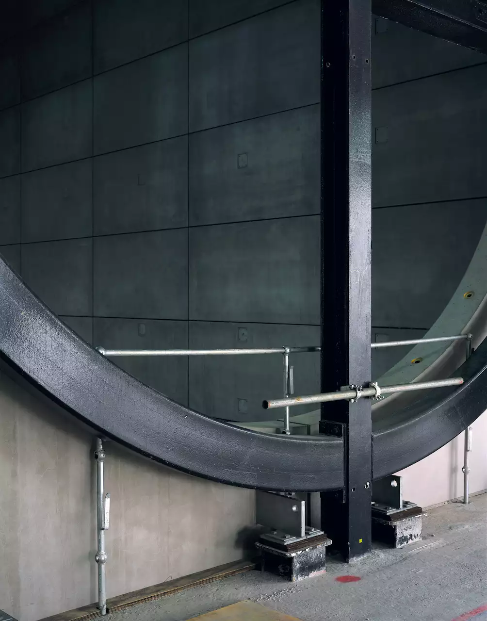 A large circular window in Aviva Studios during the build