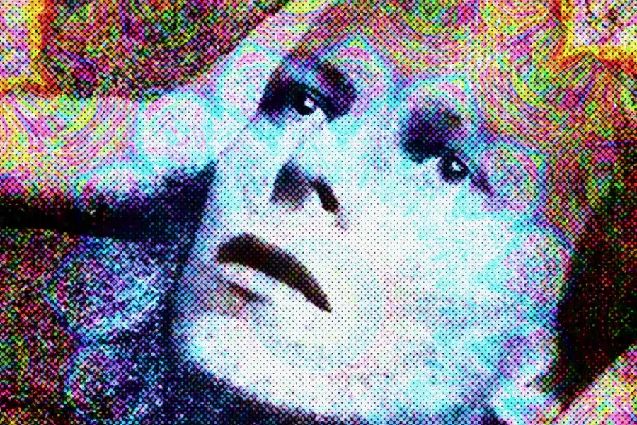A collage of David Bowie's face