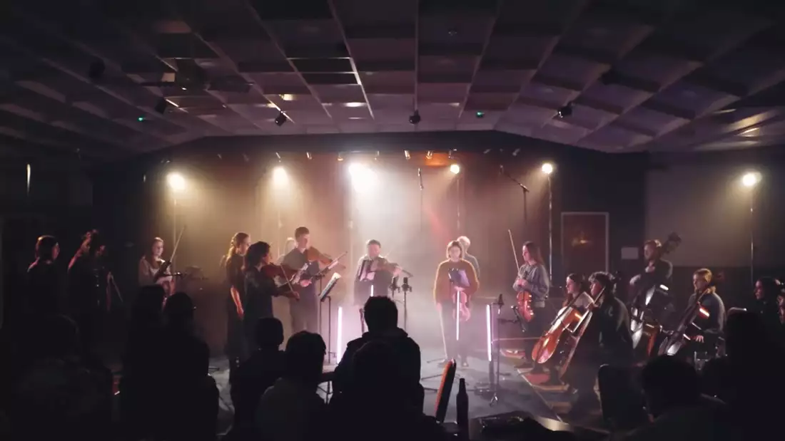 A group of musicians performing on stage