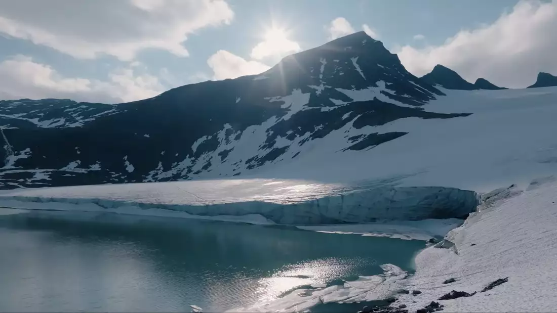 Jostedalsbreen Glacier on a bright sunny day