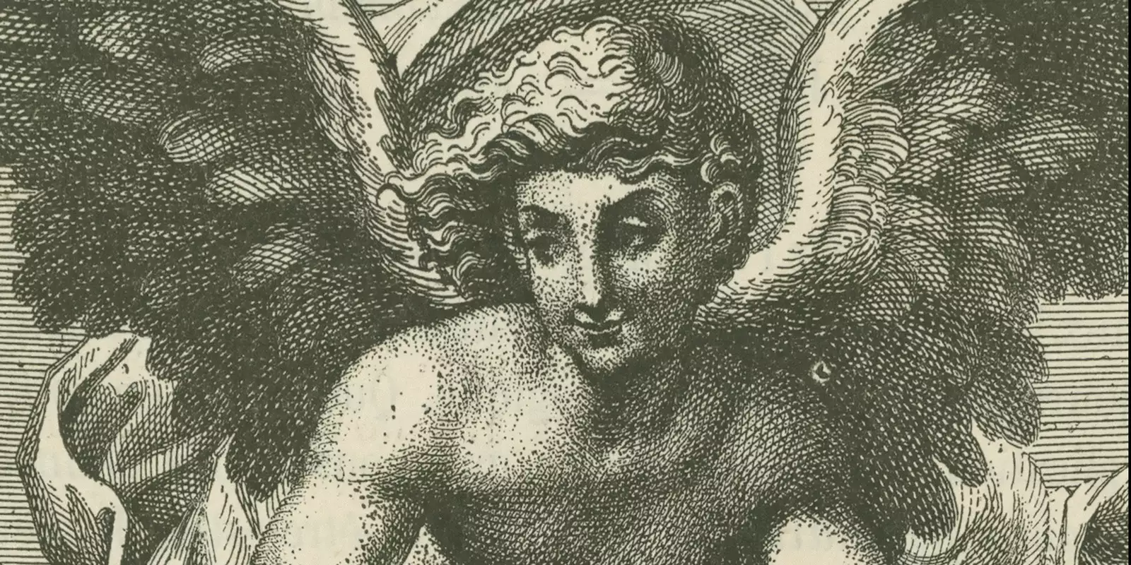 An etching of an angel
