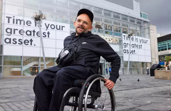 The artist Ryan Gander outside of Selfridges Exchange Manchester