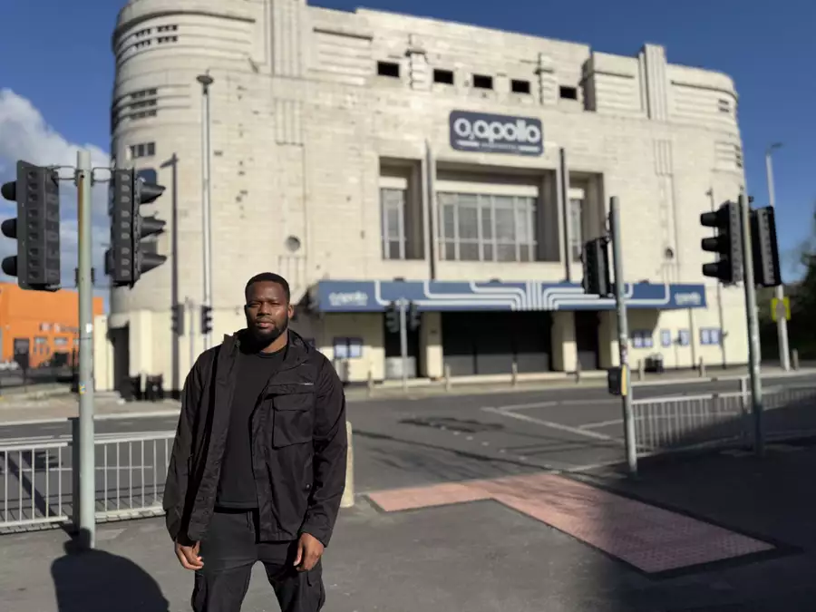 Griot Gabriel stood outside the O2 Apollo