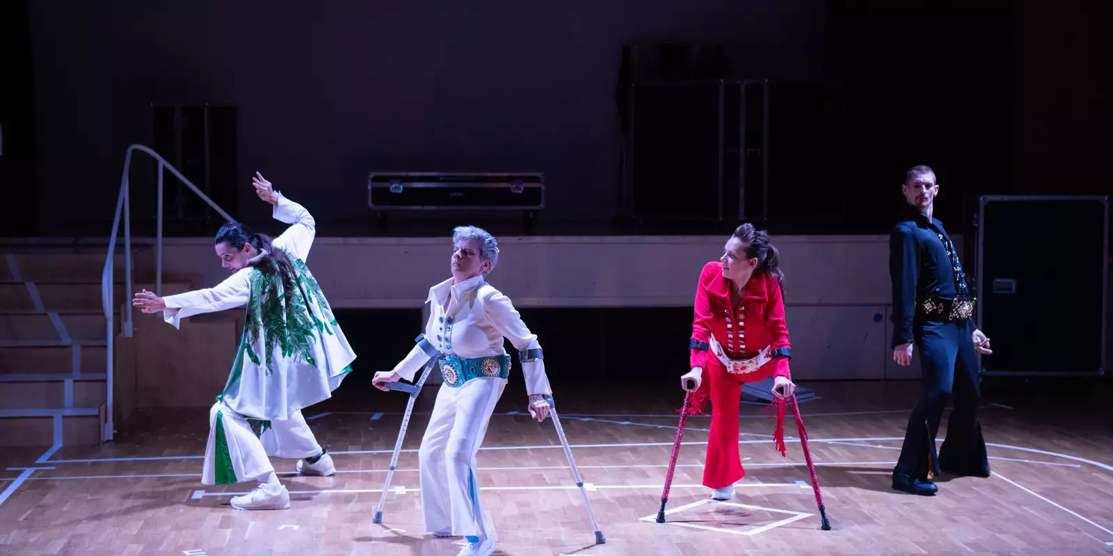 Four performers on stage during Thank You Very Much