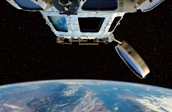 The International Space Station hovering above the earth