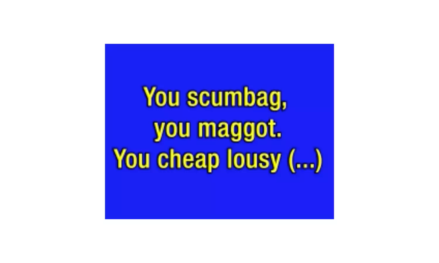 “FAIRYTALE OF NEW YORK” by Trackie McLeod, showing a blue karaoke screen that says "You scumbag you maggot you cheap lousy (...)"