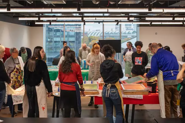 CDM UK delivering a screenprinting workshop in The Welcome