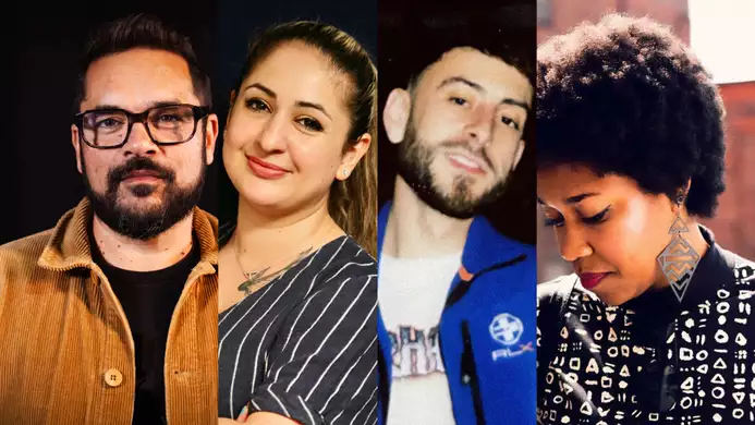Composite image of headshots of speakers: Keith Saha, Mahboobeh Rajabi, Jardel Rodriques and Keisha Thompson (left to right)