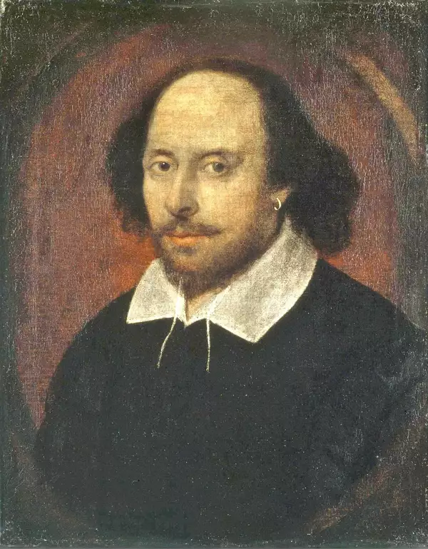 Portrait of Shakespeare wearing a gold earring