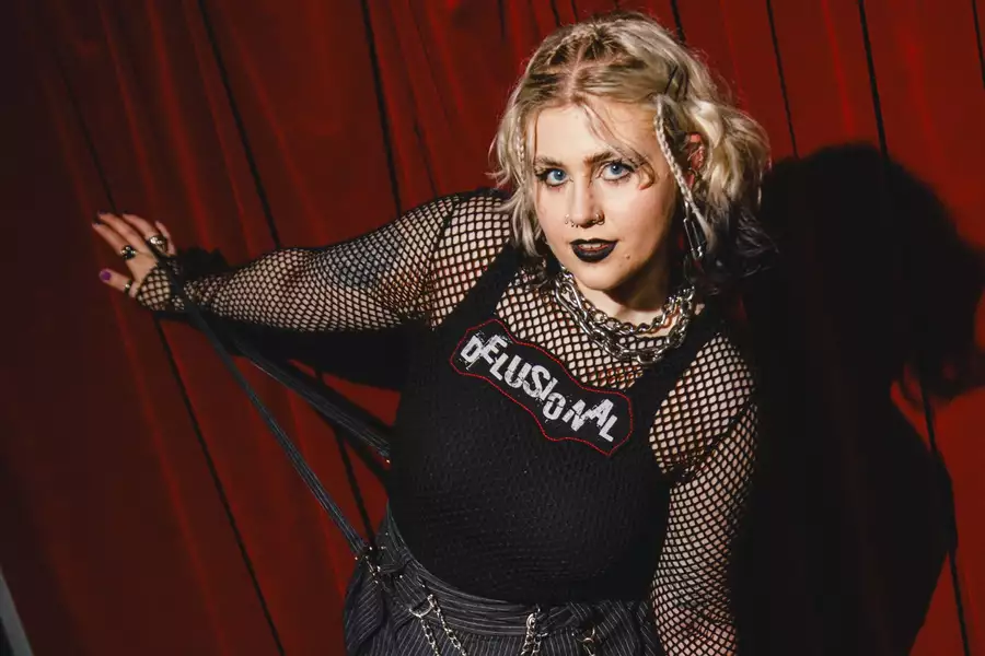 Woman wearing a punk rock outfit