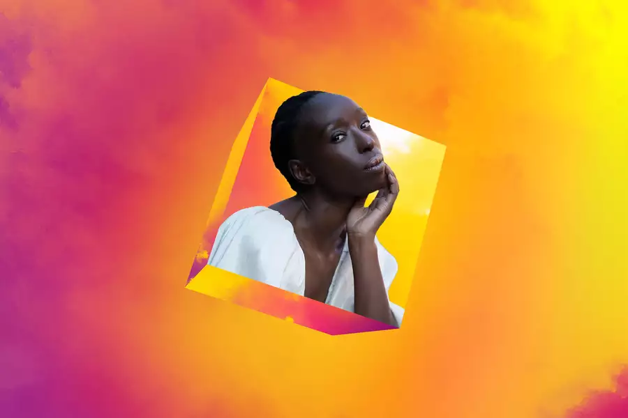 Eunice Olumide headshot floating on the Dream Space pink and yellow background